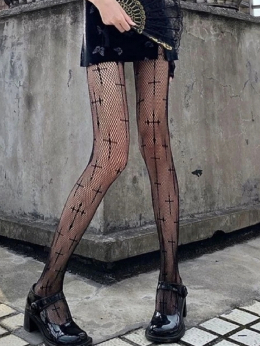 Cross Fishnet Tights